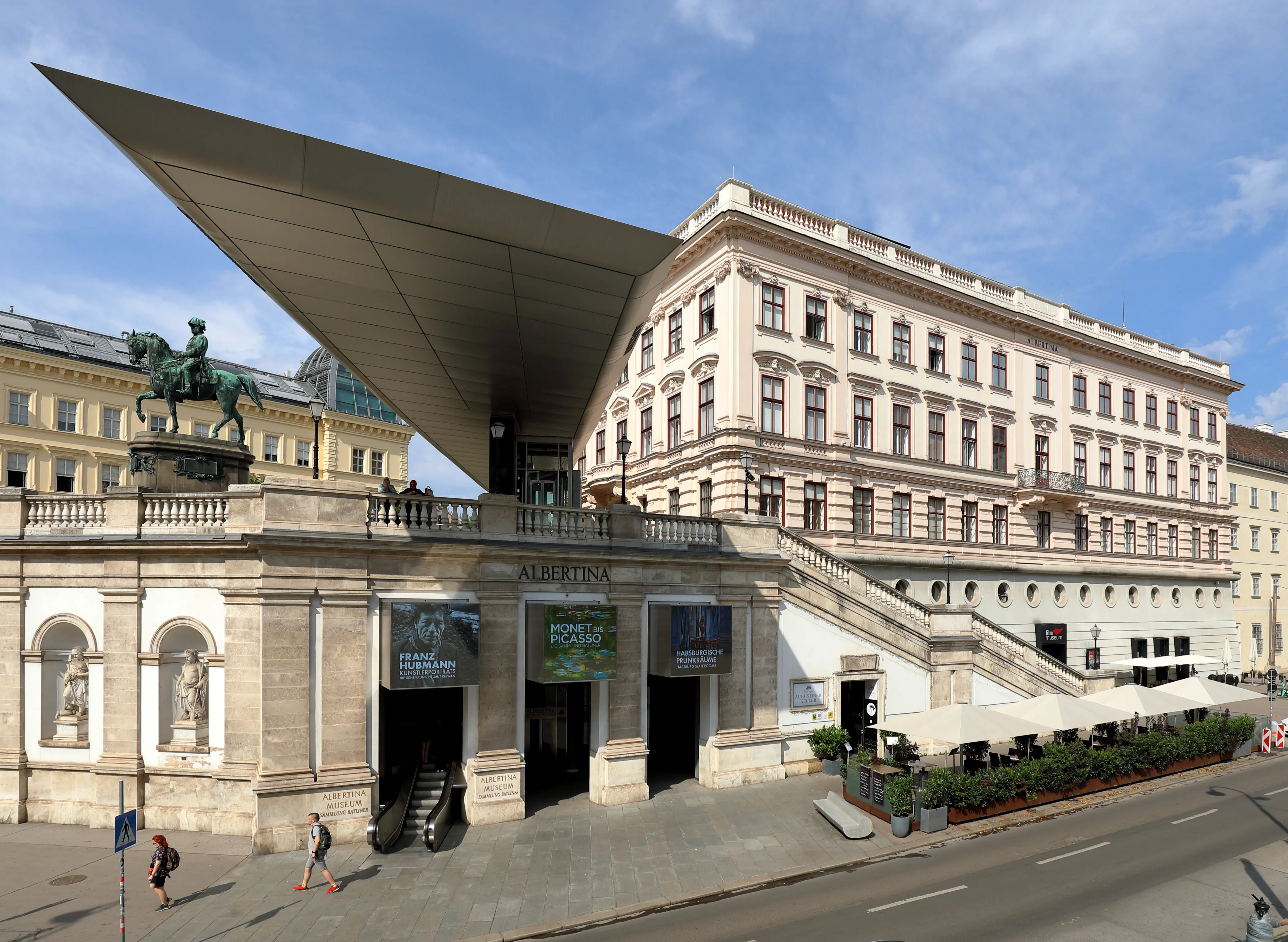 Albertina entrance in daylight with visitors approaching
