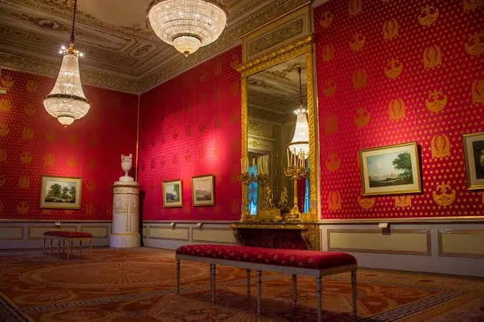 Red gallery room inside the Albertina