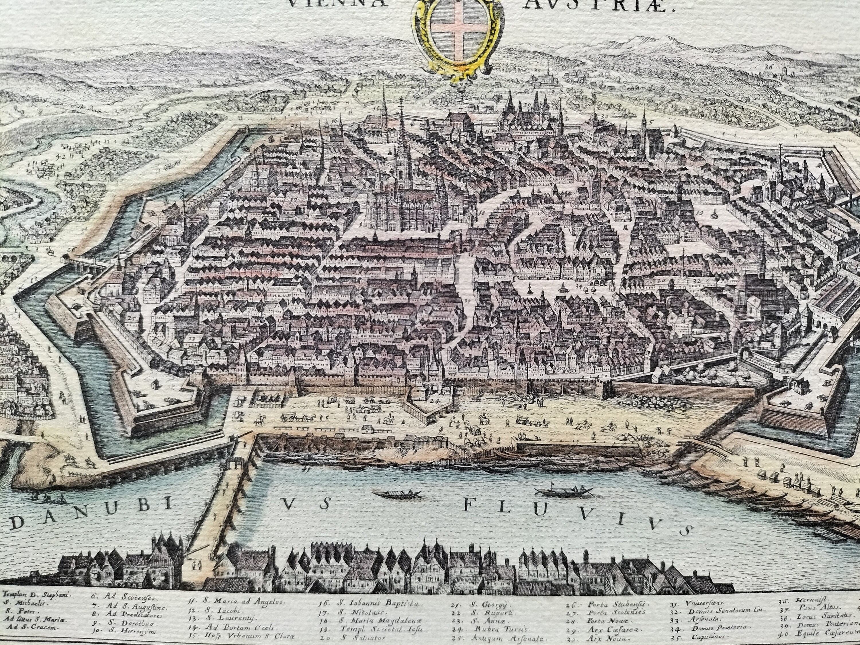 Ancient map of Vienna on the Danube