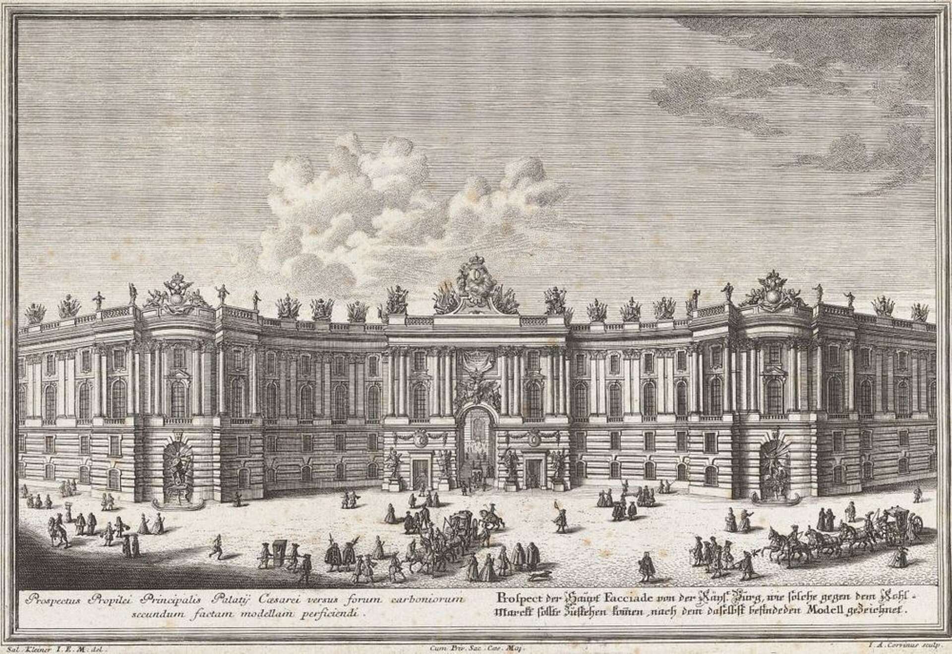 Historic drawing of Hofburg in the 1800s