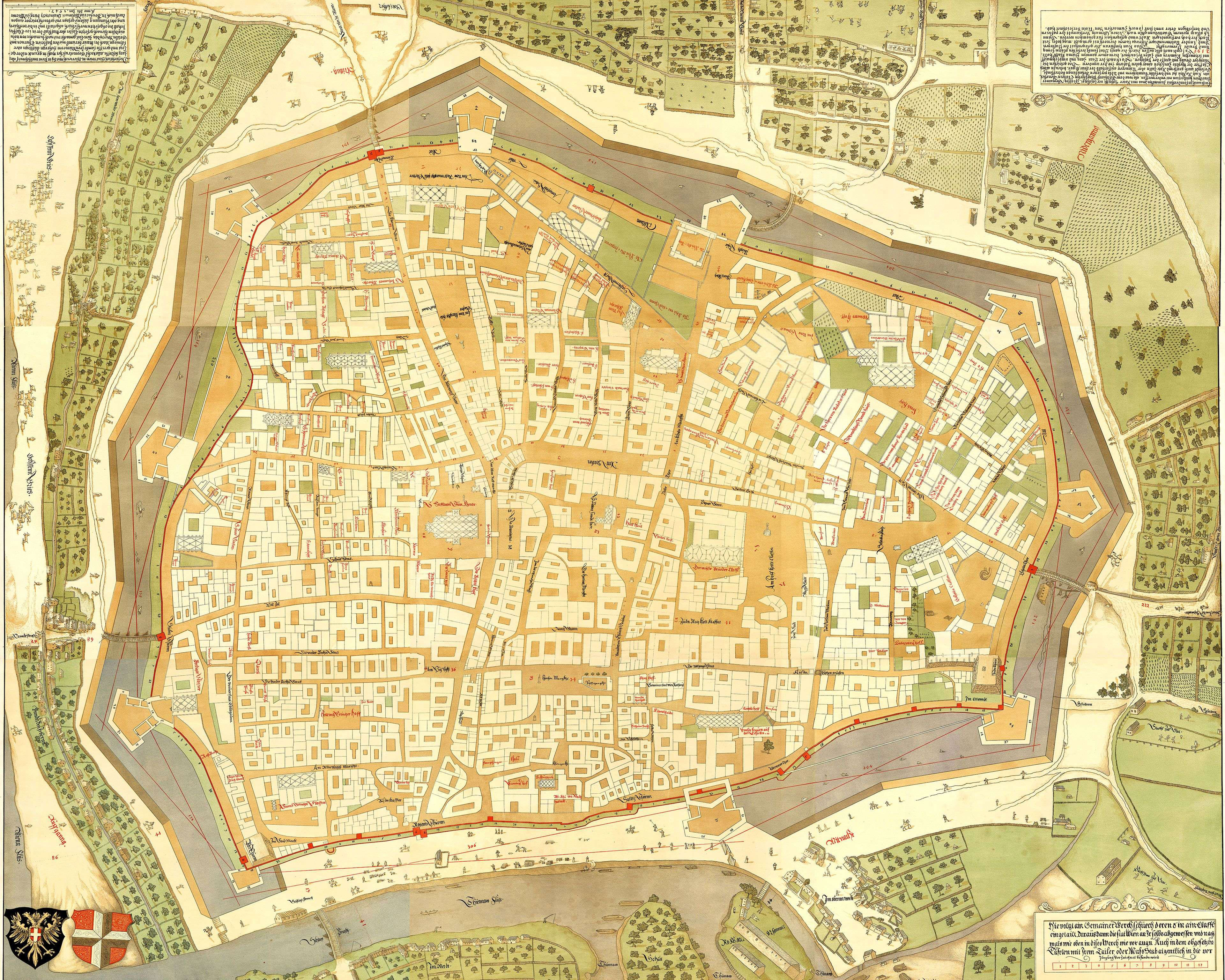 Historic map of Vienna from 1547