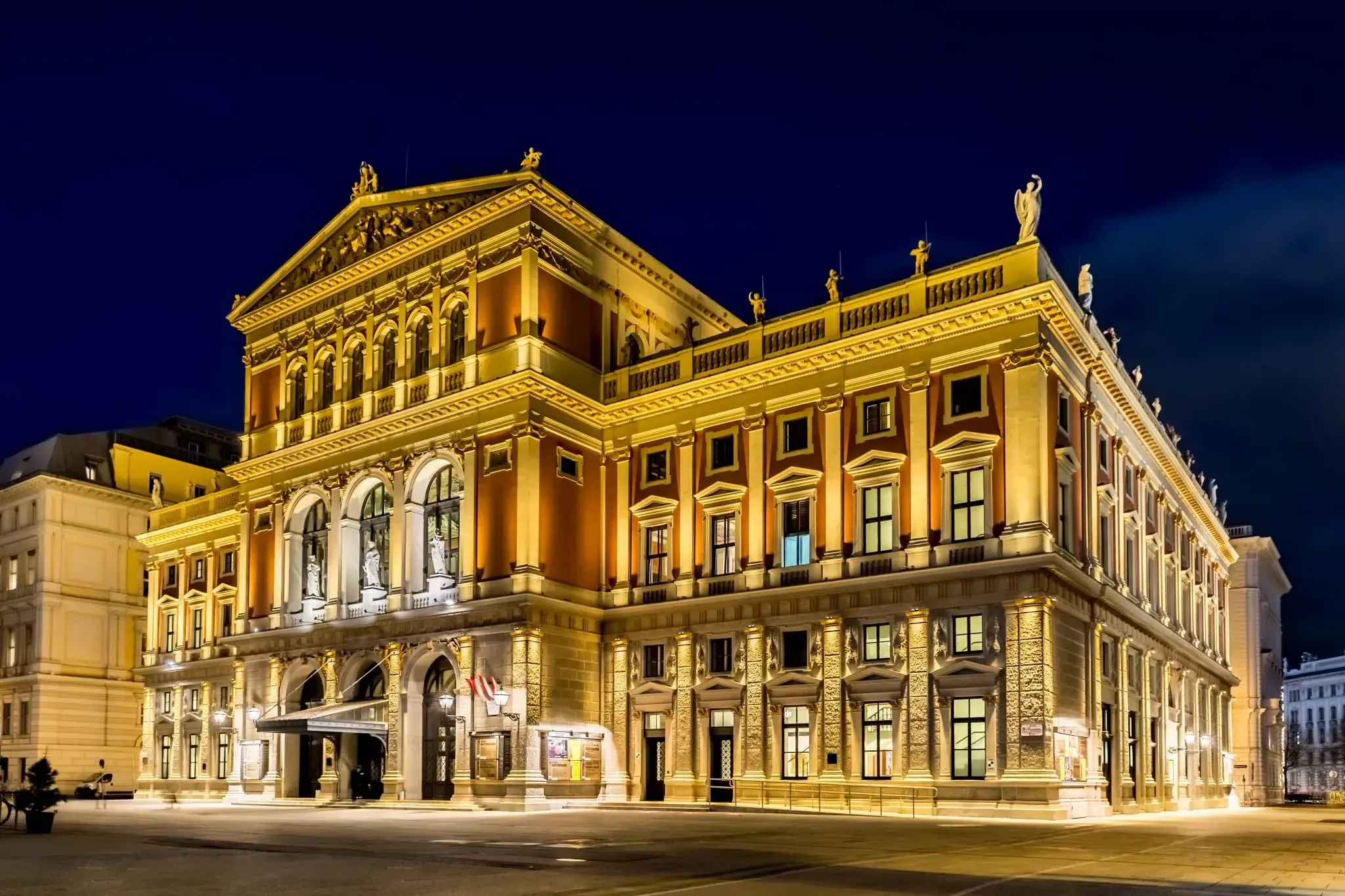 Musikverein exterior illuminated at night