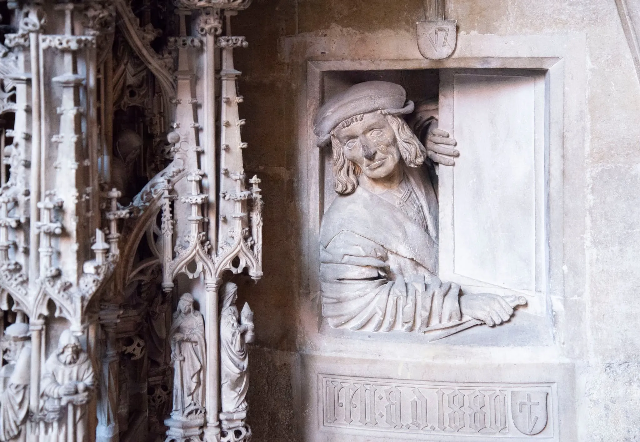Sculpture of Anton Pilgram at St. Stephen's Cathedral