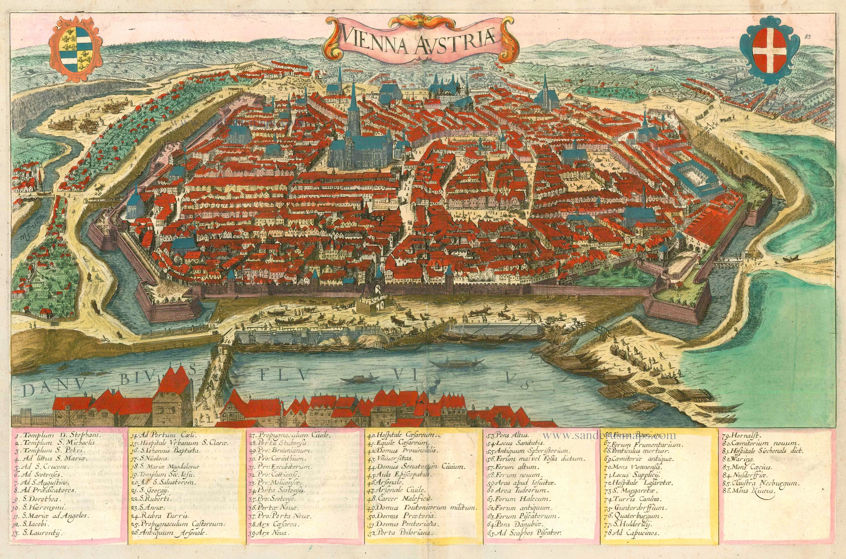 Map of Vienna highlighting the cathedral area
