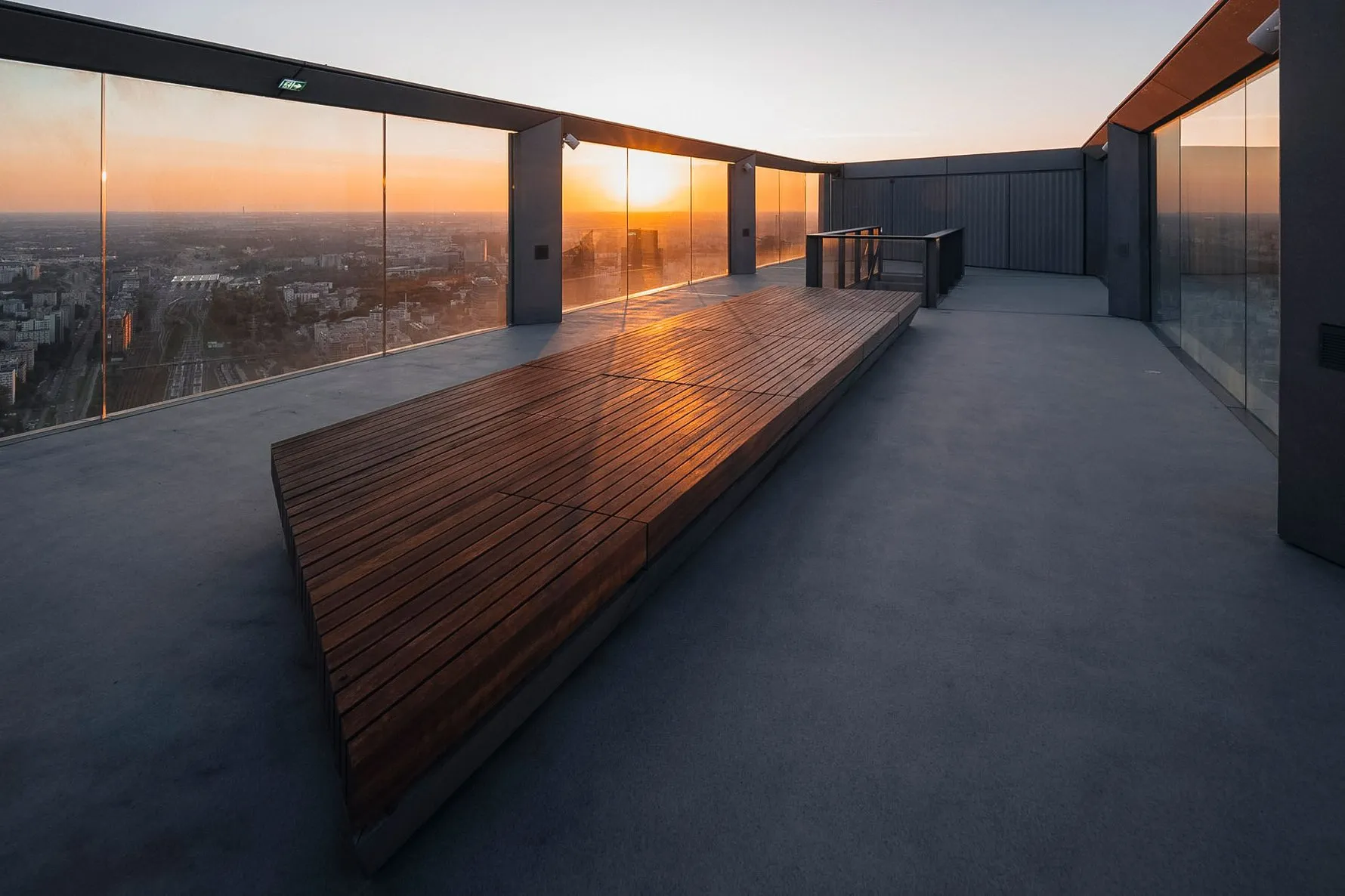 Sunset view from Highline Warsaw deck