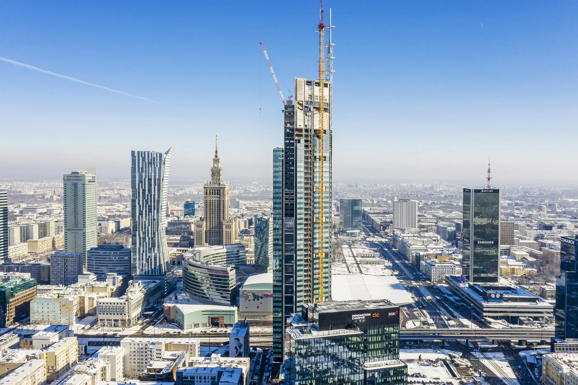 High-rise construction stage of Varso Tower