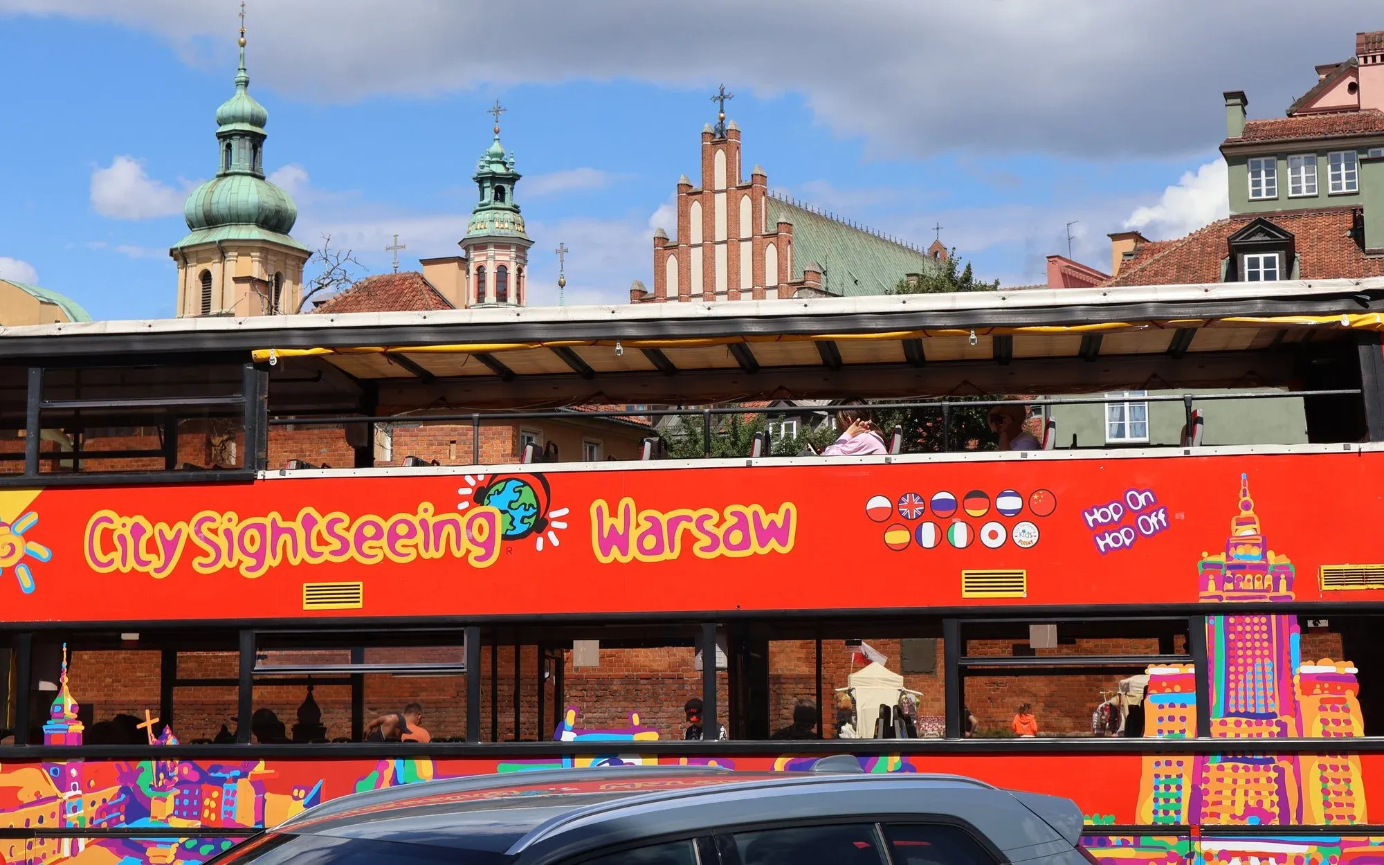 Open top bus on Warsaw streets
